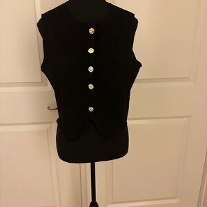 H&M Black Sleeveless Vest with Gold Buttons